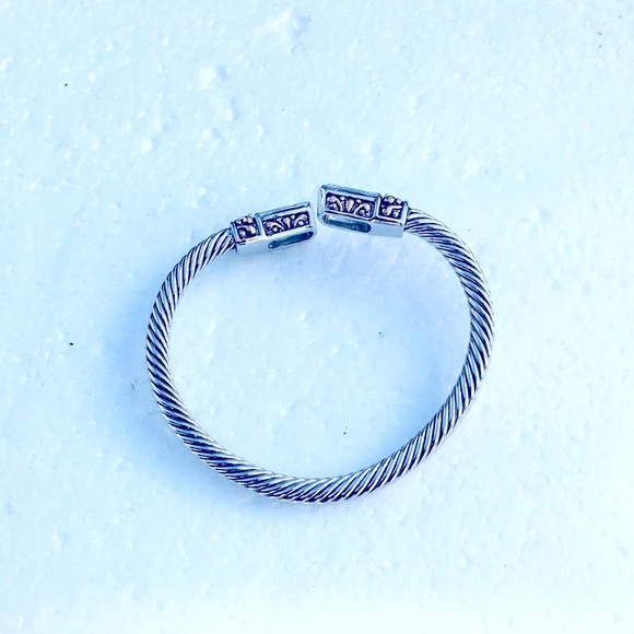Unique Sterling Silver 5mm Cable Chuff Bracelet - Picture 4 of 5